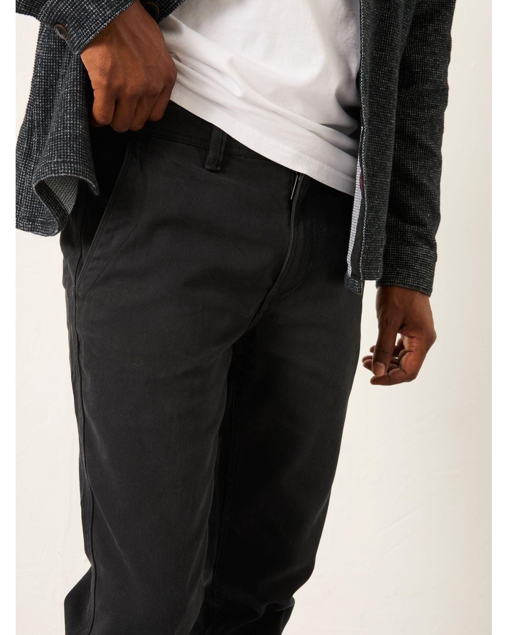 FatFace Black Straight Fit Twill Coastal Chino Trousers for men