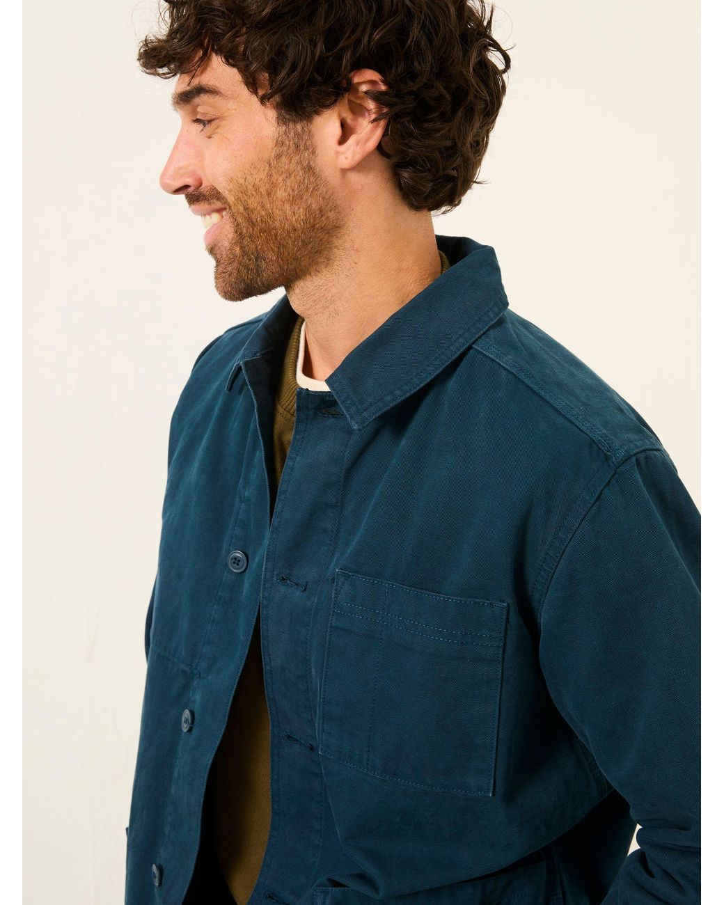FatFace Blue Canvas Worker Jacket for men