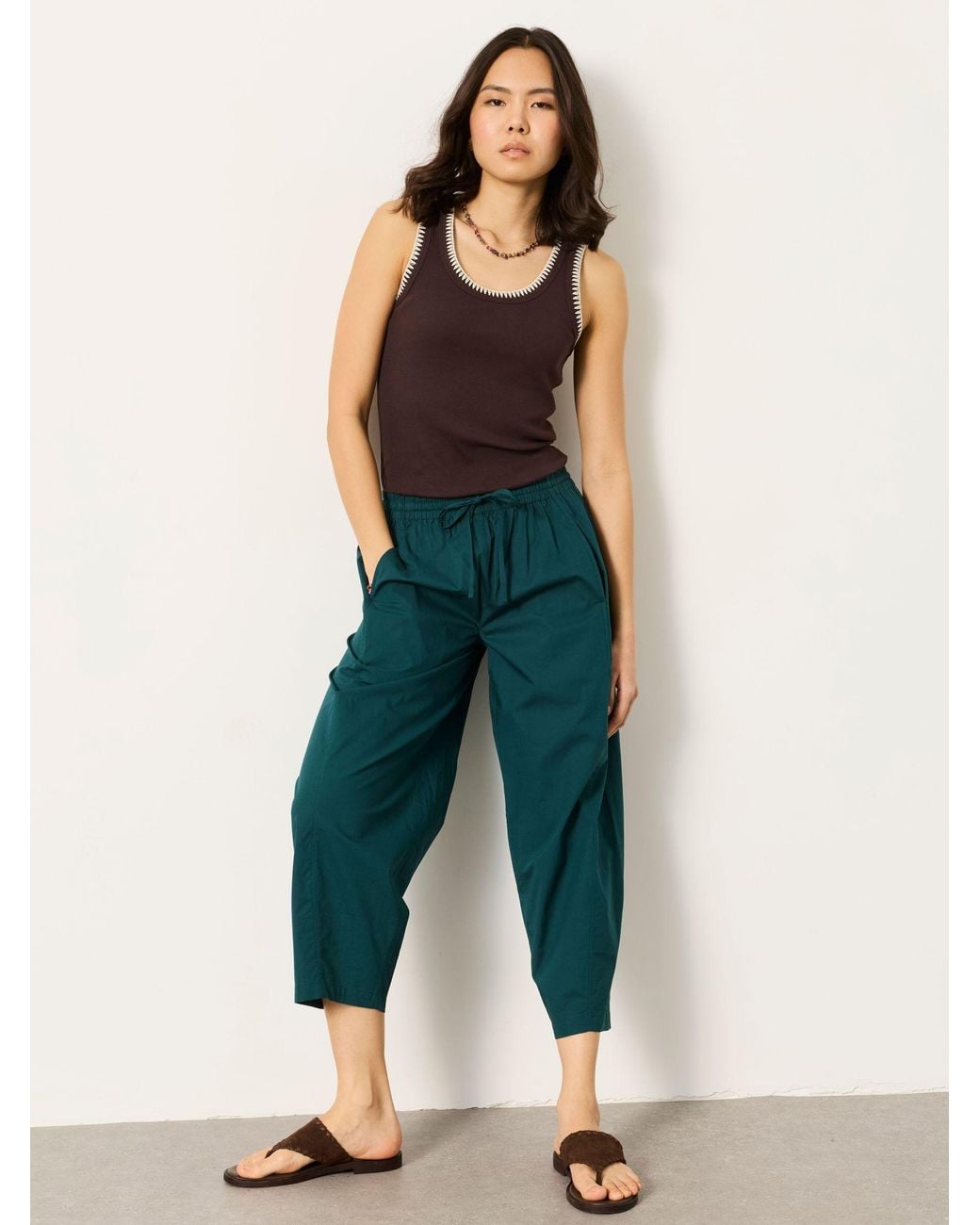 FatFace Blue River Poplin Tapered Trousers