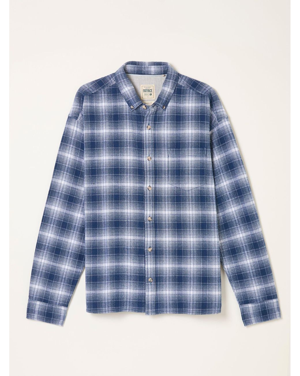 FatFace Blue Morley Long Sleeve Relaxed Fit Check Shirt for men