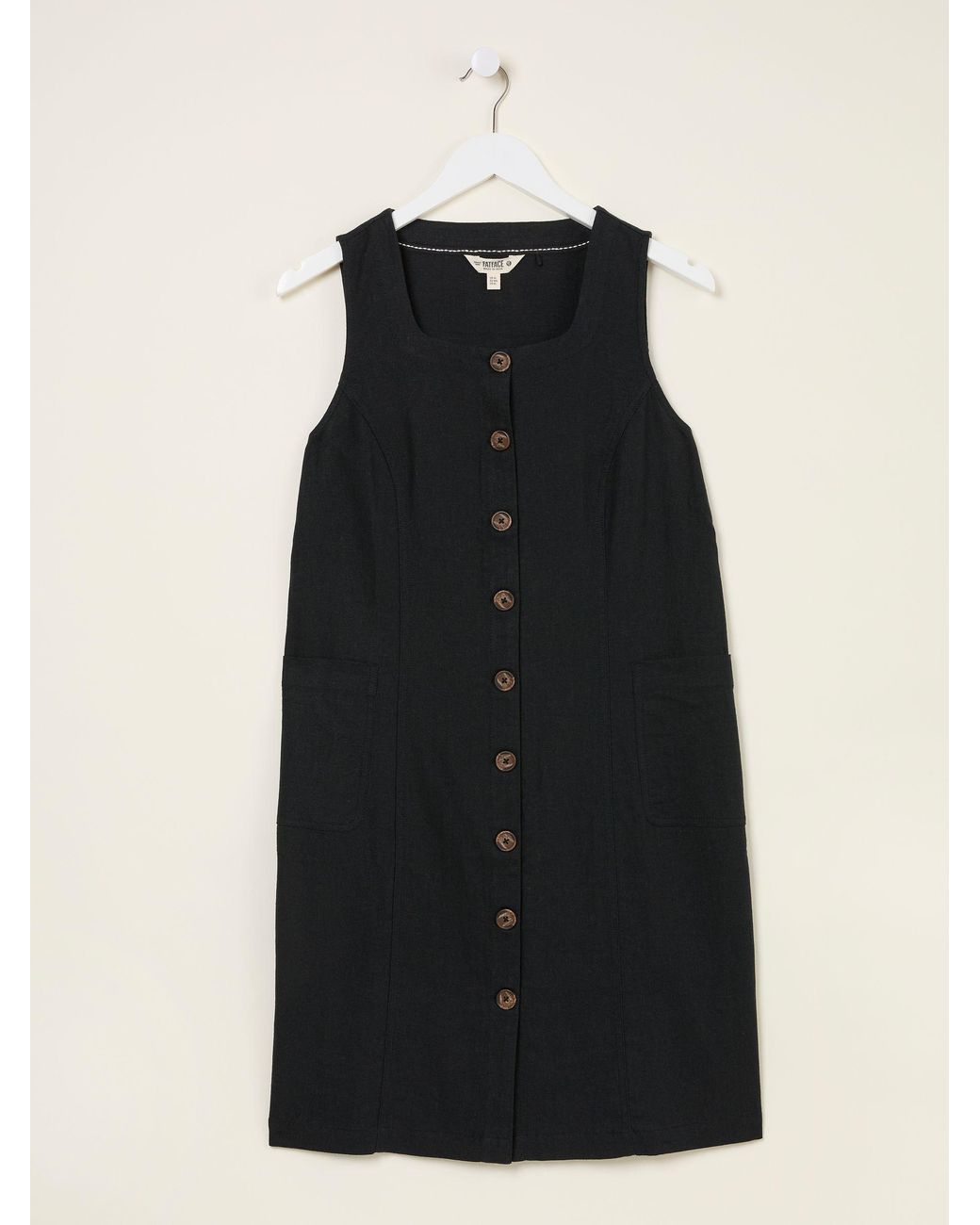 FatFace Black Binny Button Linen Dress
