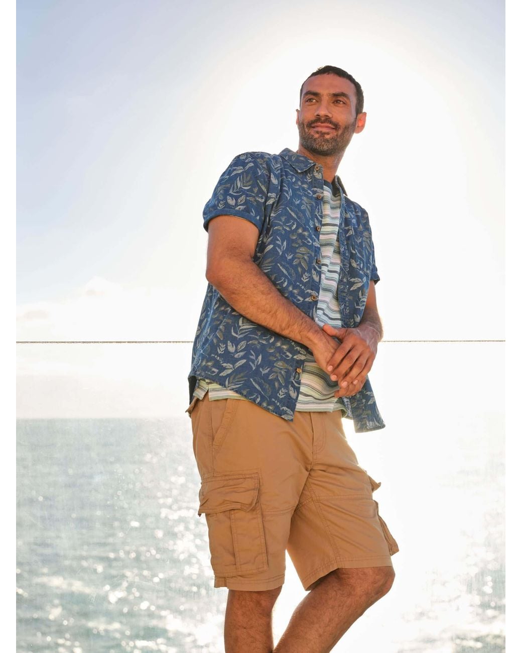 FatFace Blue Bude Lightweight Cargo Shorts for men