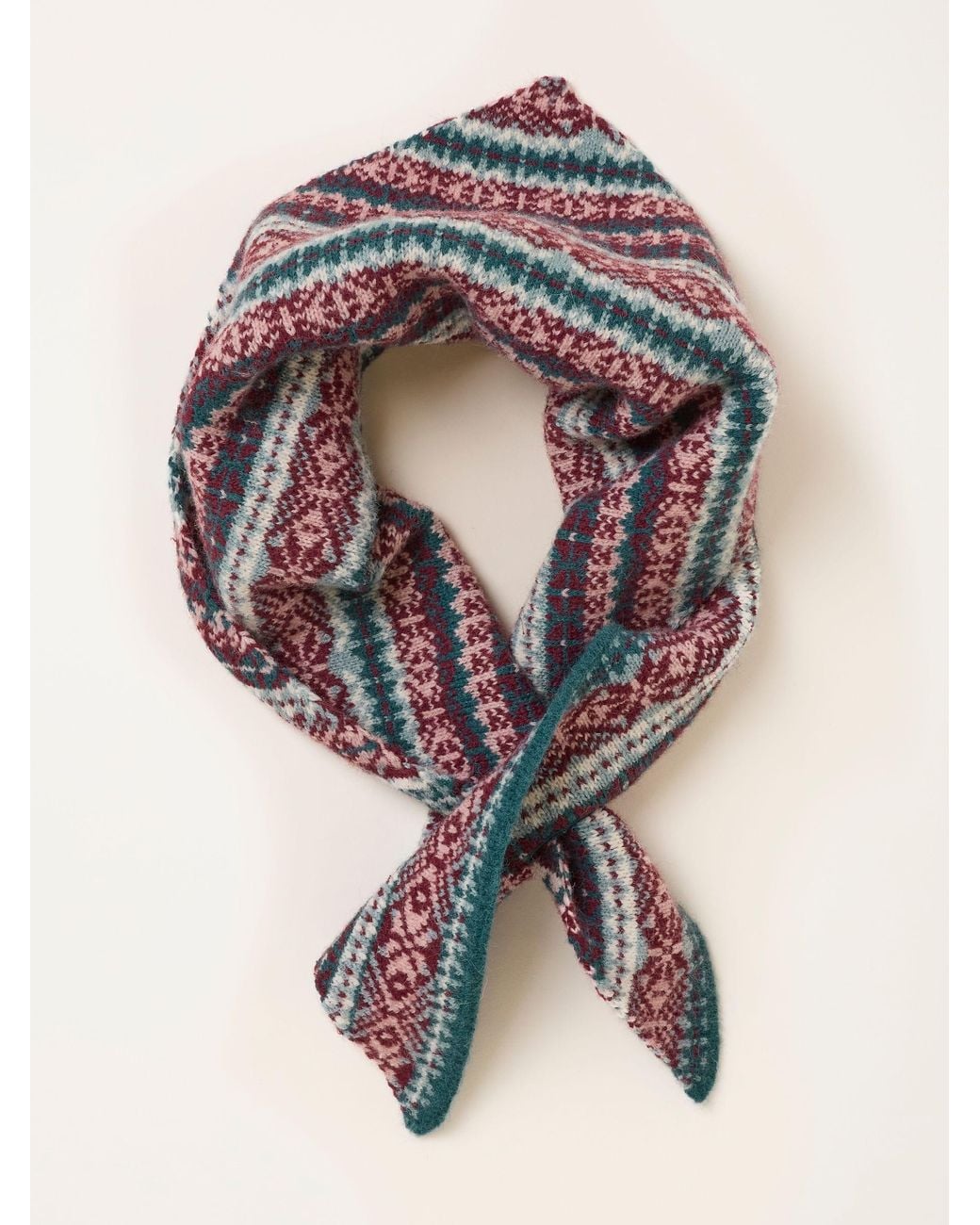 FatFace Blue Fatface Multi Fairisle Triangle Scarf