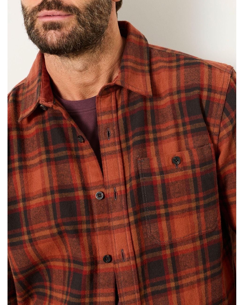 FatFace Brown Fatface Hagley Long Sleeve Check Shirt for men