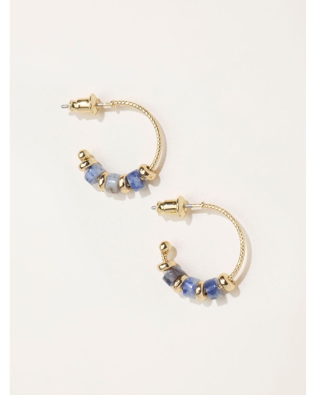 FatFace Natural Fatface Stone Hoop Earrings