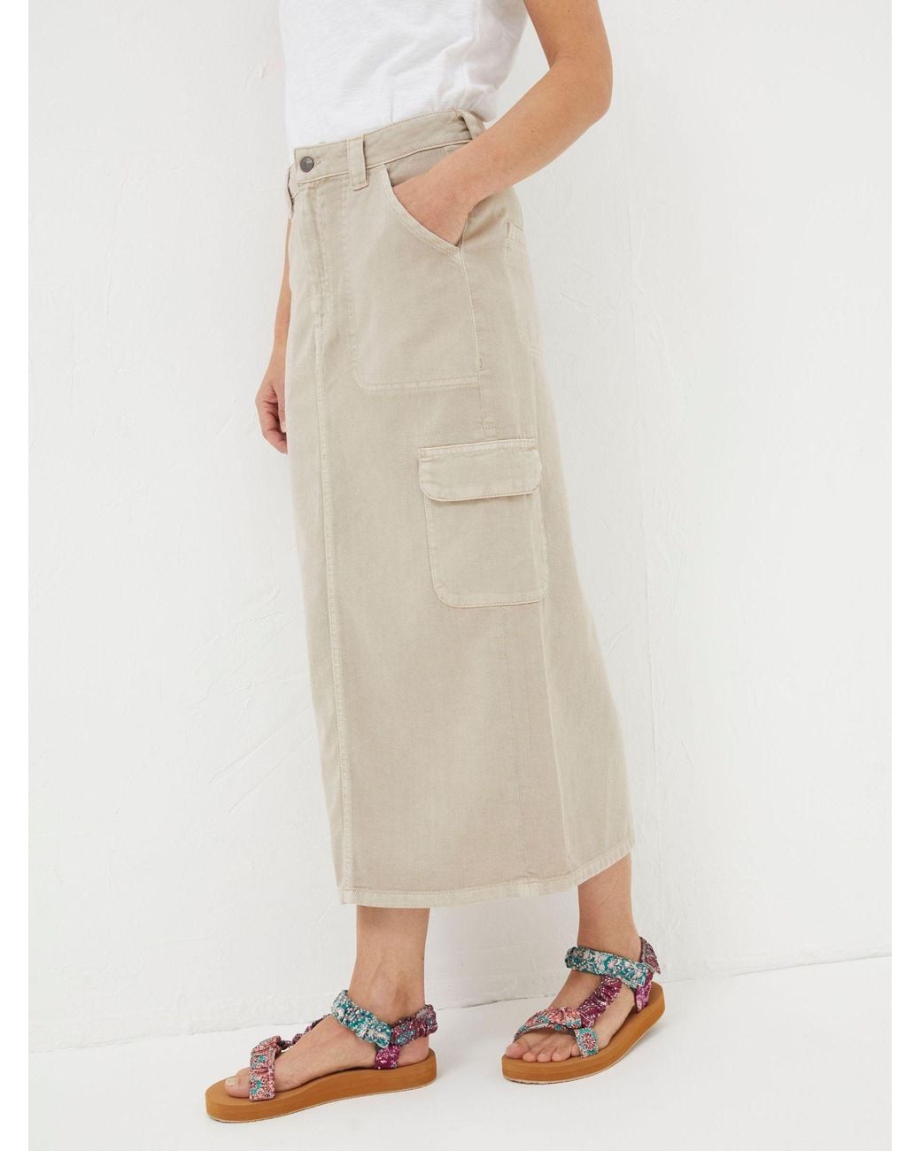 FatFace White Candace Cargo Midi Skirt