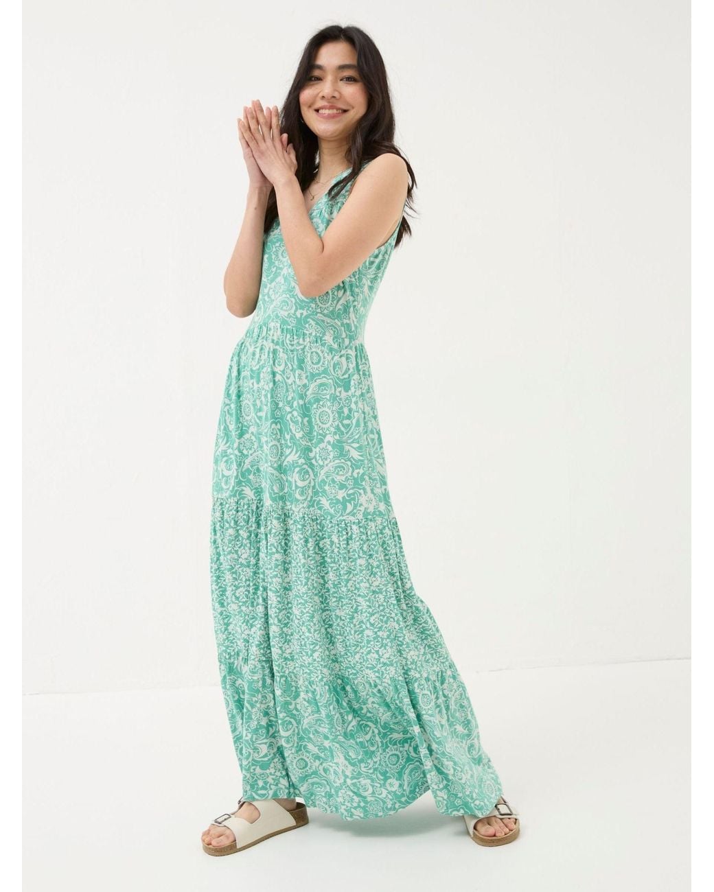FatFace Green Maya Paisley Jersey Maxi Dress