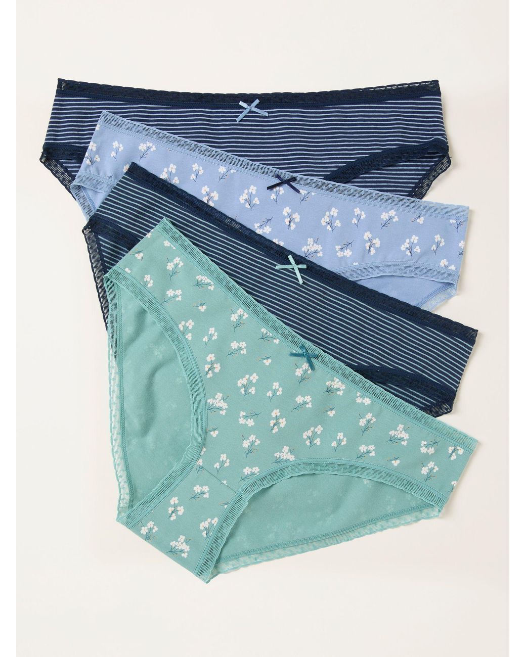 FatFace Blue 4 Pack Floral Classic Knickers
