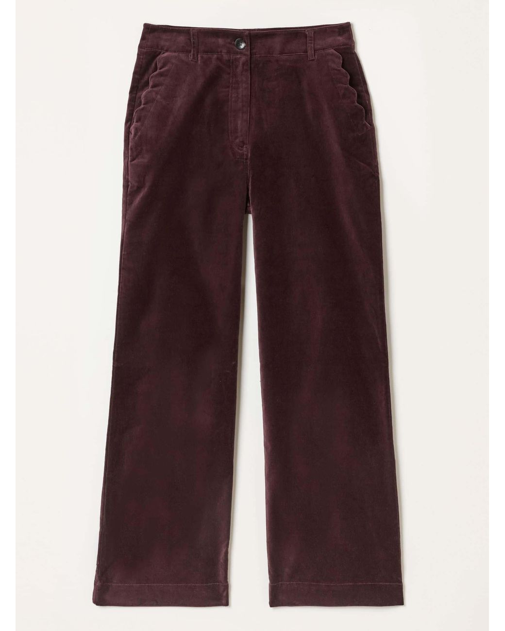 FatFace Brown Hove Velvet Wide Leg Trousers