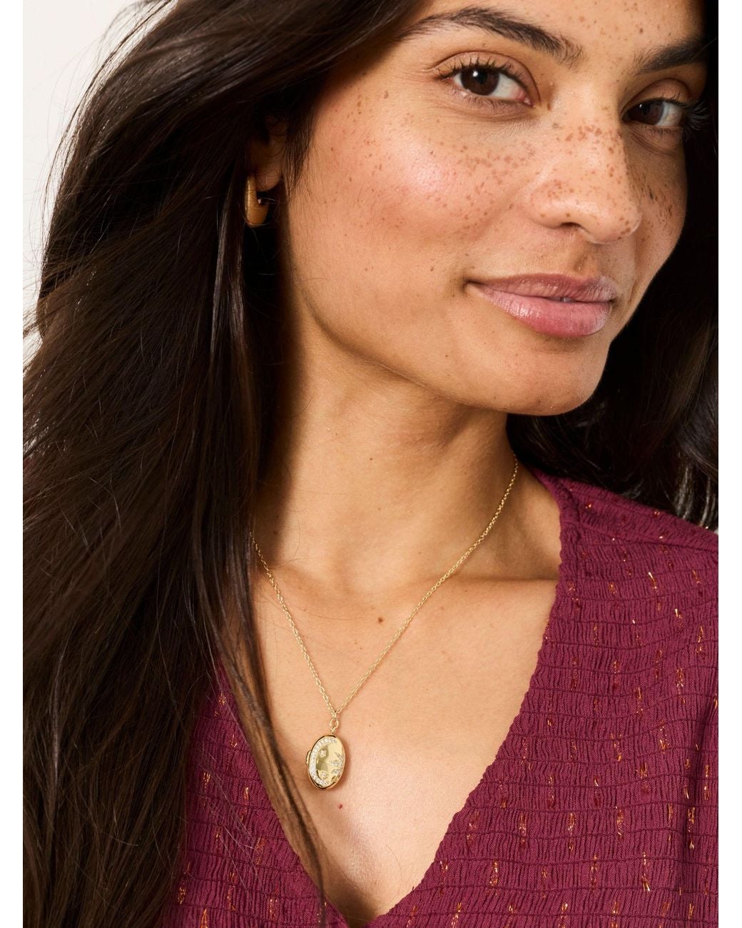 FatFace Purple Locket Necklace