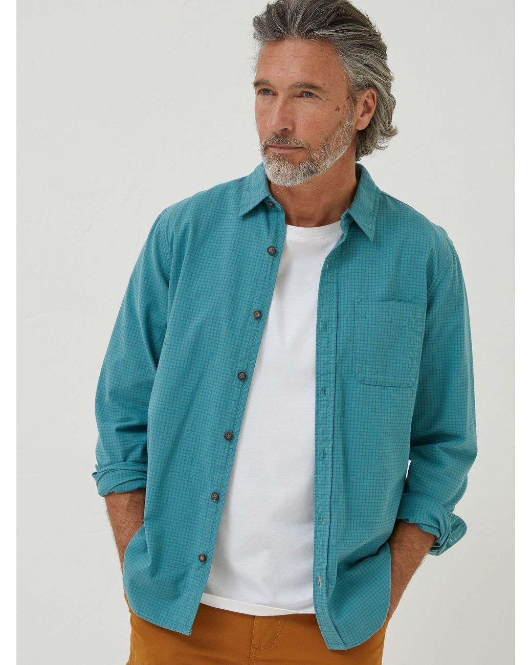 FatFace Blue Fatface Gower Gingham Shirt for men