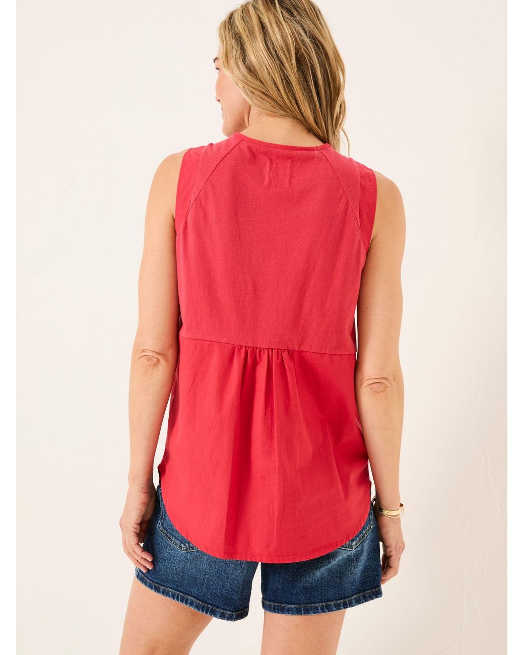 FatFace Red Lauren Longline Top