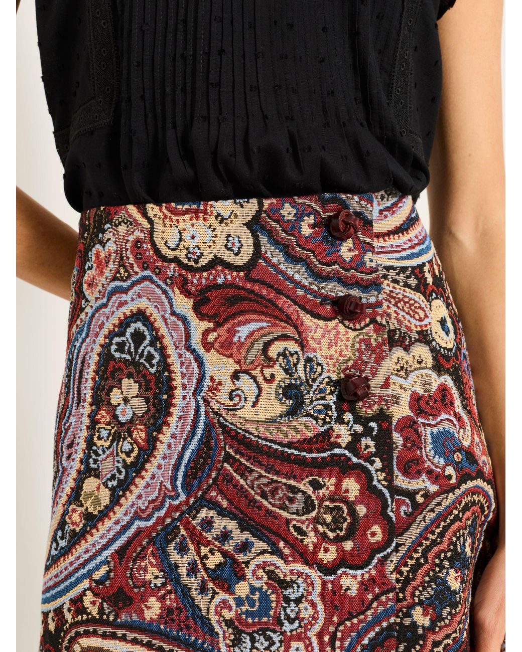 FatFace Black Ziva Jacquard Skirt