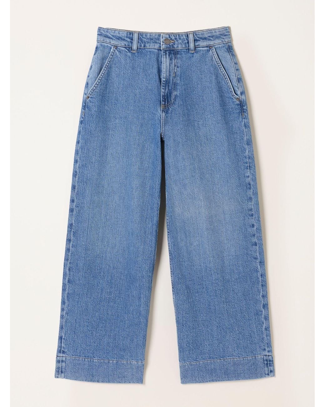 FatFace Blue Hove Wide Leg Crop Jeans