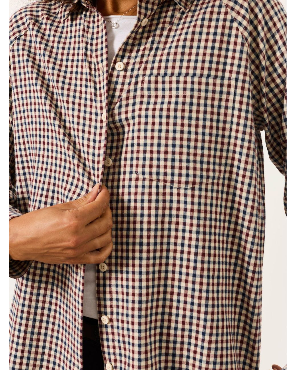 FatFace White Bessie Petite Check Shirt