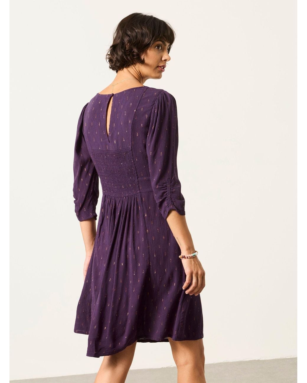 FatFace Purple Anya Petite Spot Dress