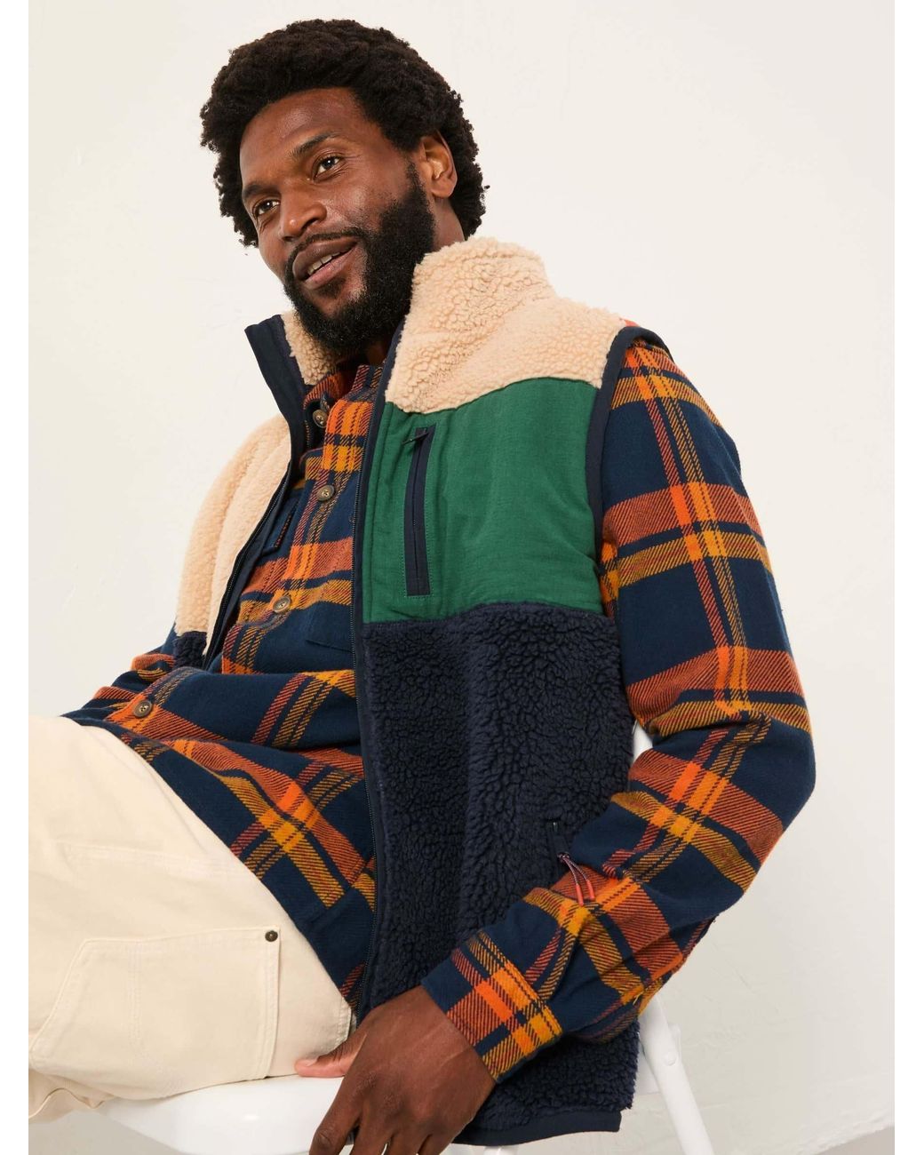 FatFace Blue Kaber Long Sleeve Relaxed Fit Check Shirt for men