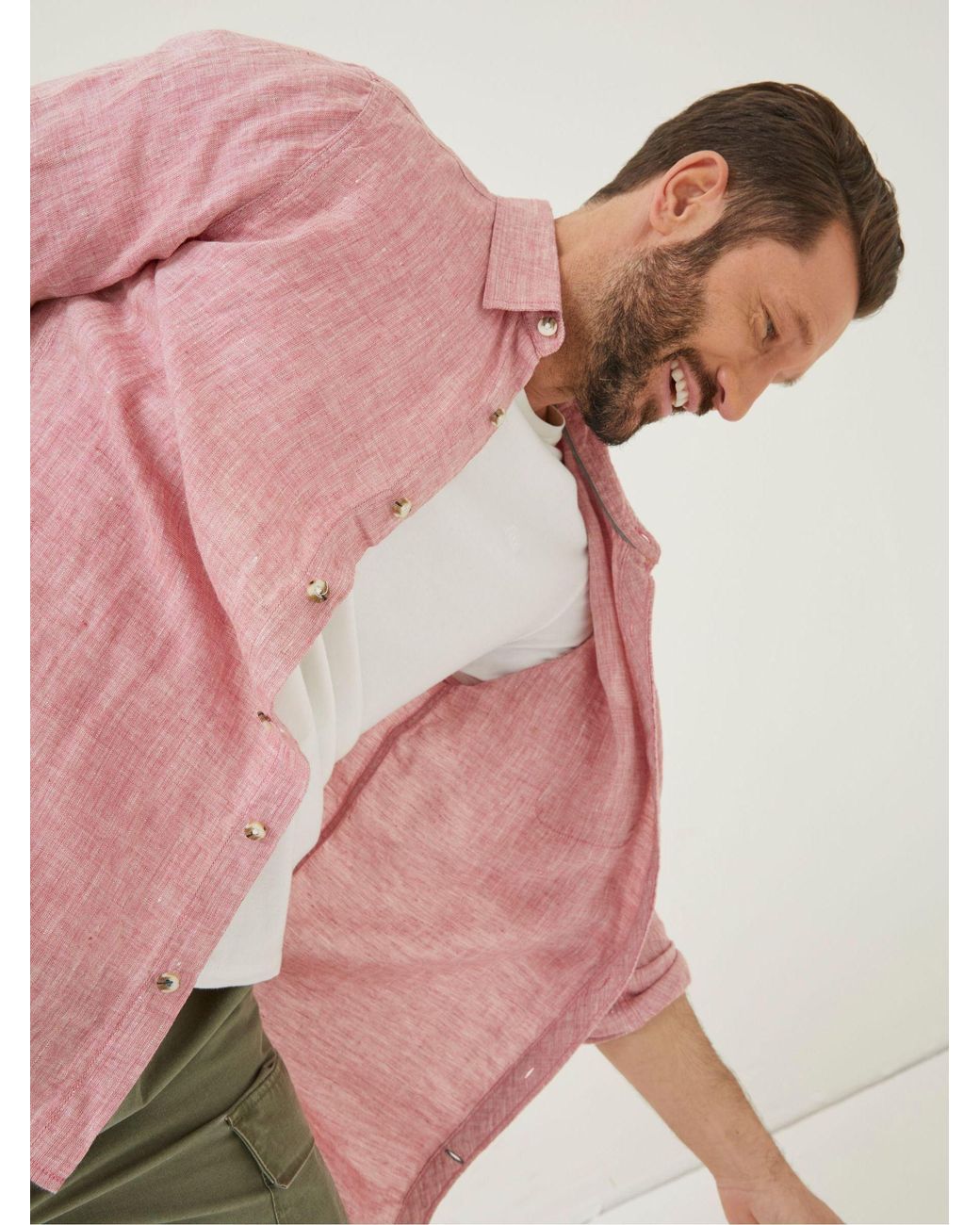 FatFace Red Fatface Plain Linen Shirt for men