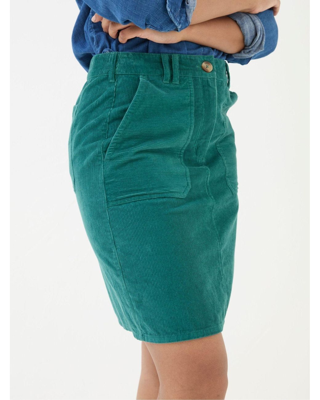 FatFace Blue Chesil Cord Skirt
