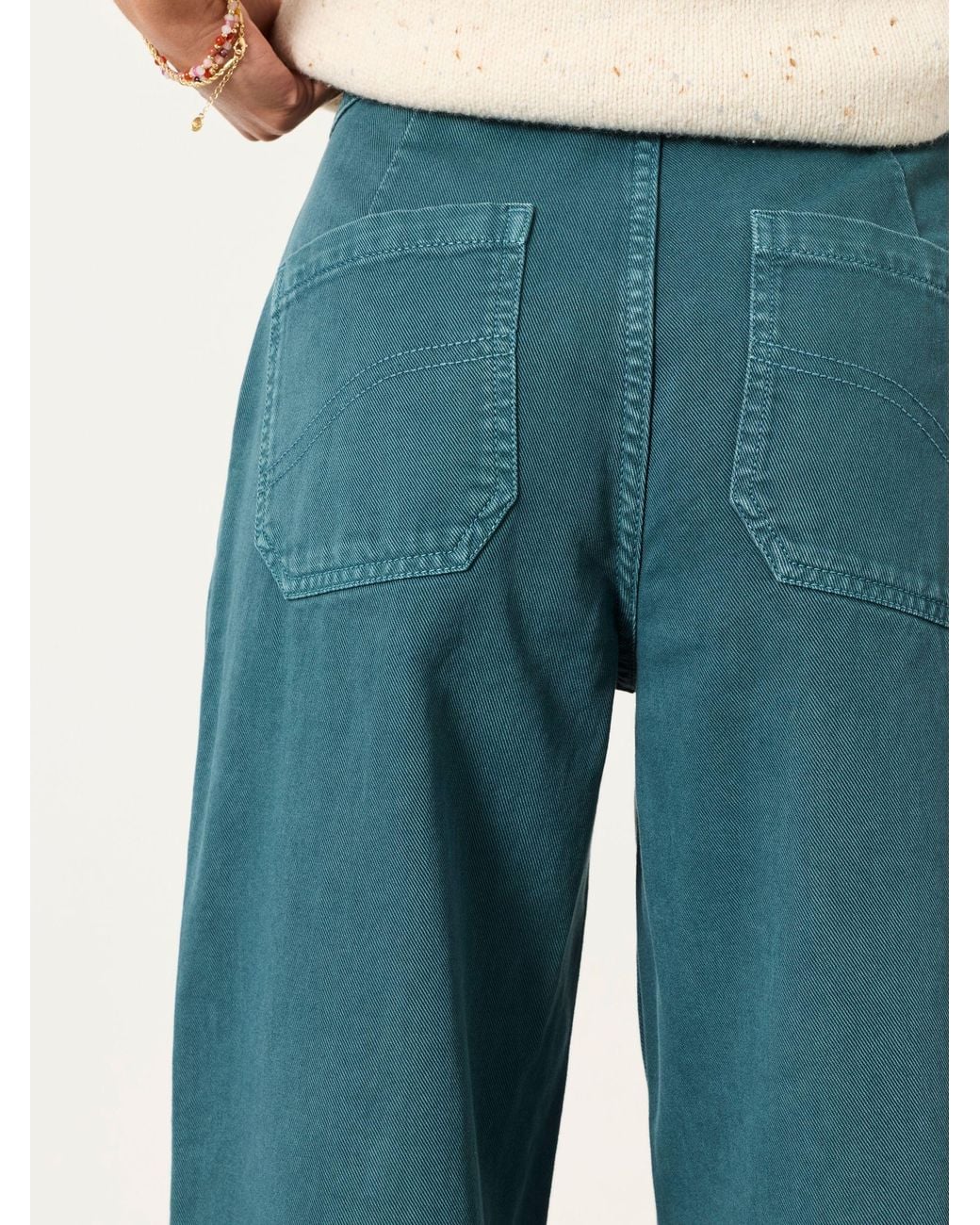 FatFace Green Hove Wide Leg Cropped Trousers