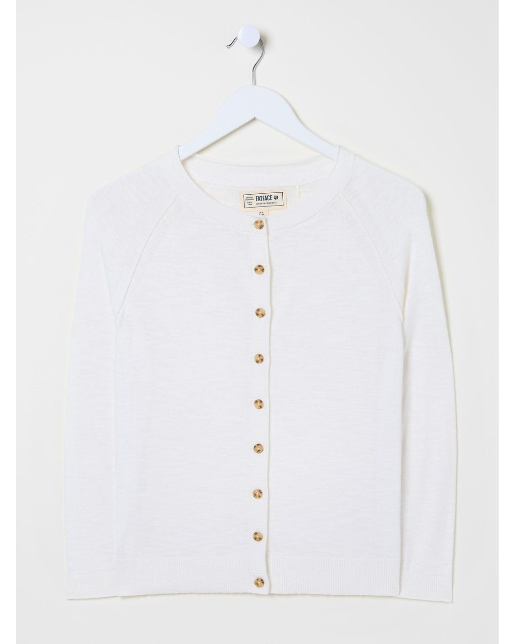 FatFace White Rose Crew Neck Cardigan
