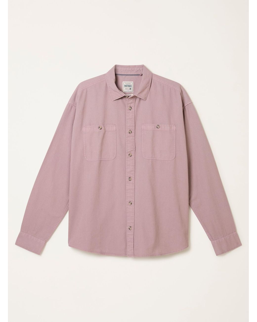 FatFace Natural Long Sleeve Relaxed Fit Utility Shirt for men