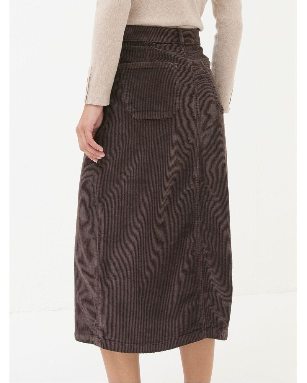 FatFace Brown Carla Cord Midi Skirt