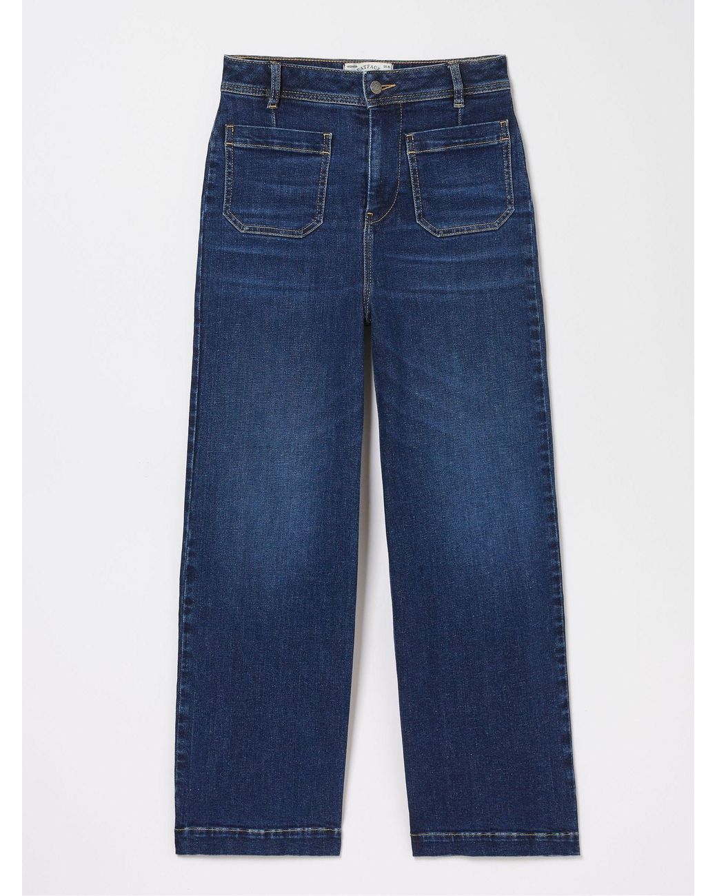 FatFace Blue Keswick Wide Leg Wide Leg Crop Jeans