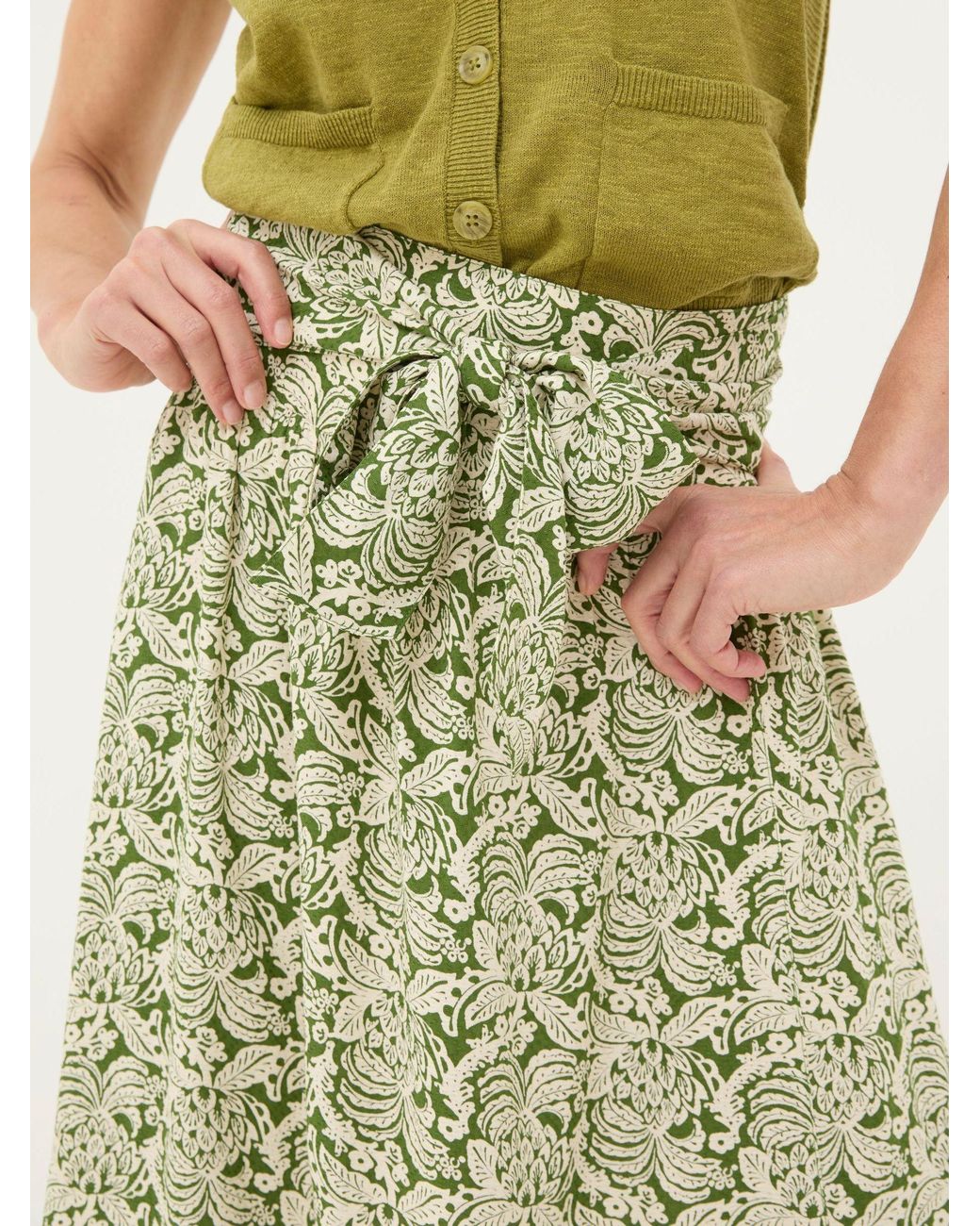 FatFace Green Sascha Damask Floral Midi Skirt