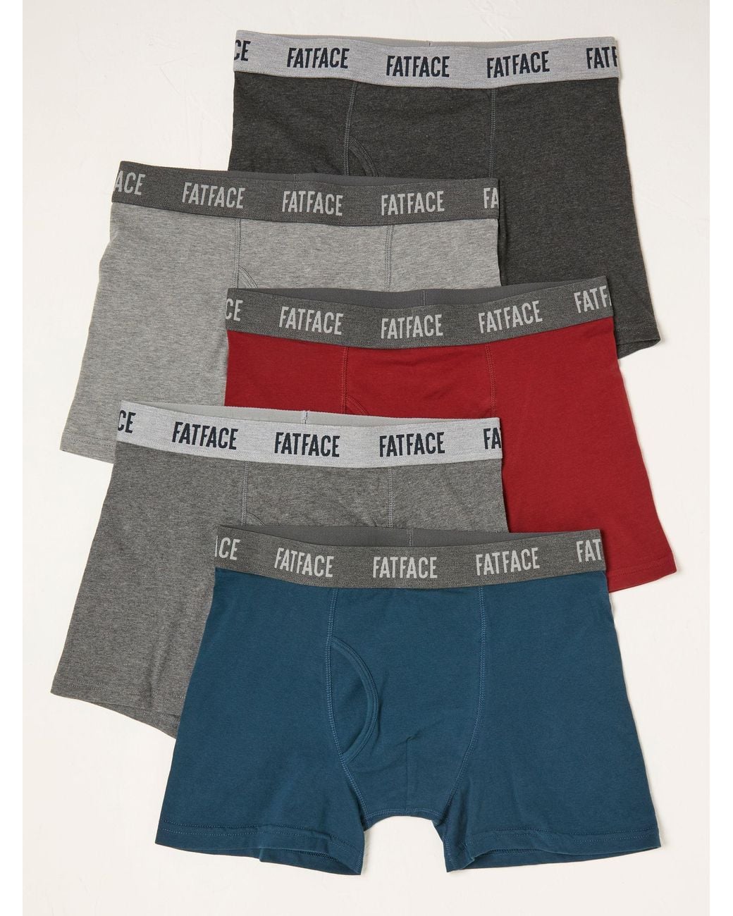 FatFace Gray Fatface Classic Boxers 5 Pack for men