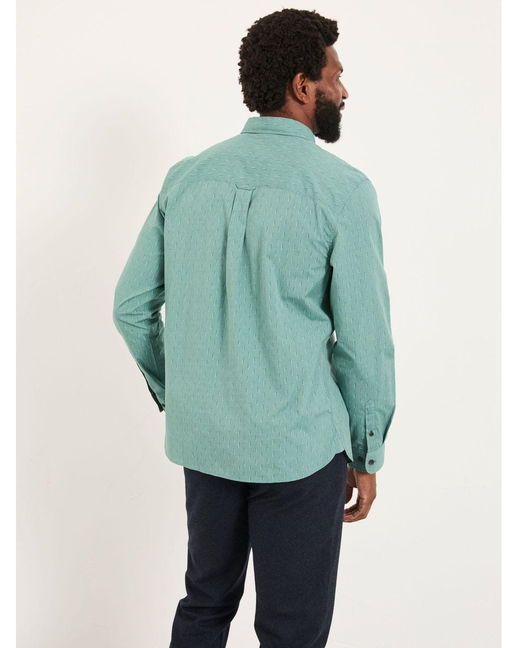 FatFace Green Long Sleeve Dot Print Shirt for men