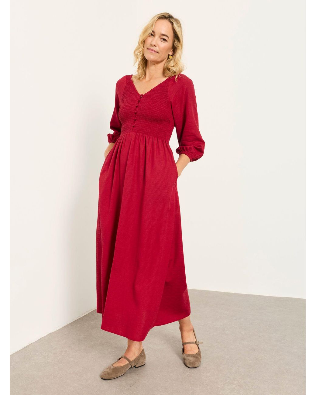 FatFace Red Fatface Adele Petite Midi Dress
