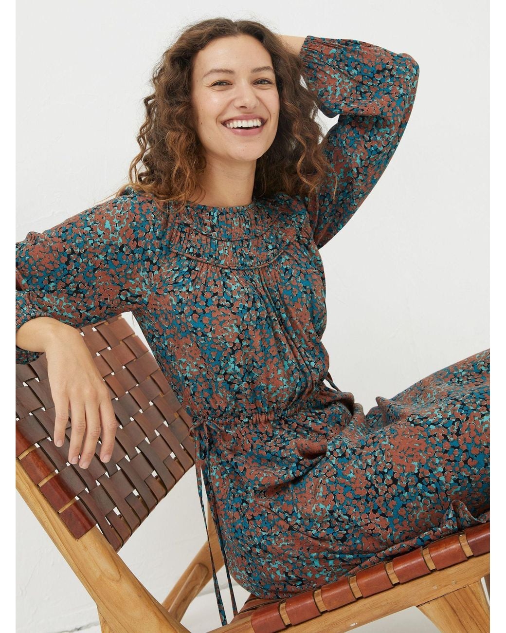 FatFace Gray Taylor Textured Spot Dress