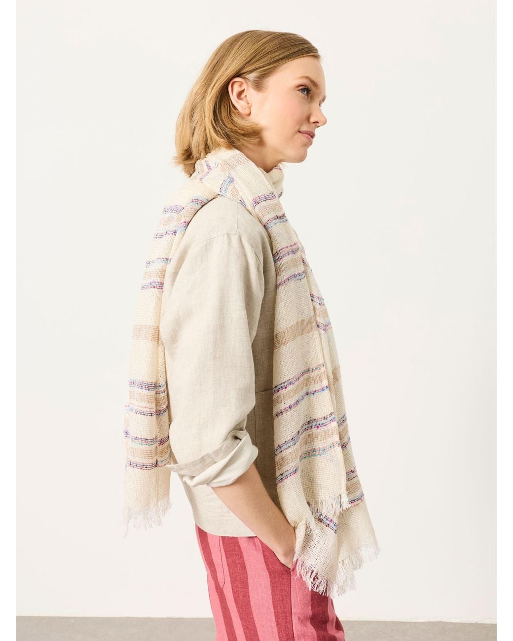 FatFace Natural Fatface Stripe Festival Scarf