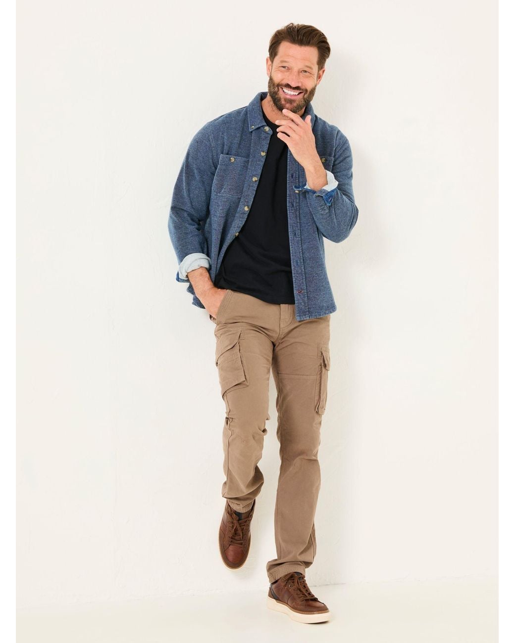 FatFace Blue Breakyard Cargo Trousers for men