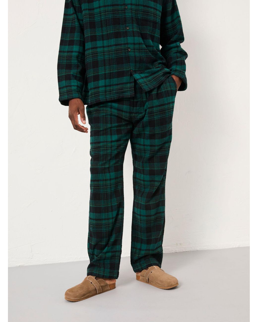 FatFace Green Samphrey Check Pyjama Bottoms for men