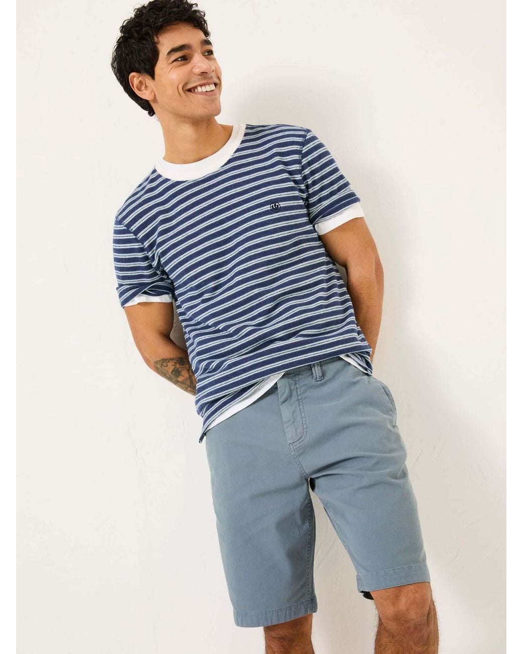 FatFace Blue Stow Garment Dye Shorts for men