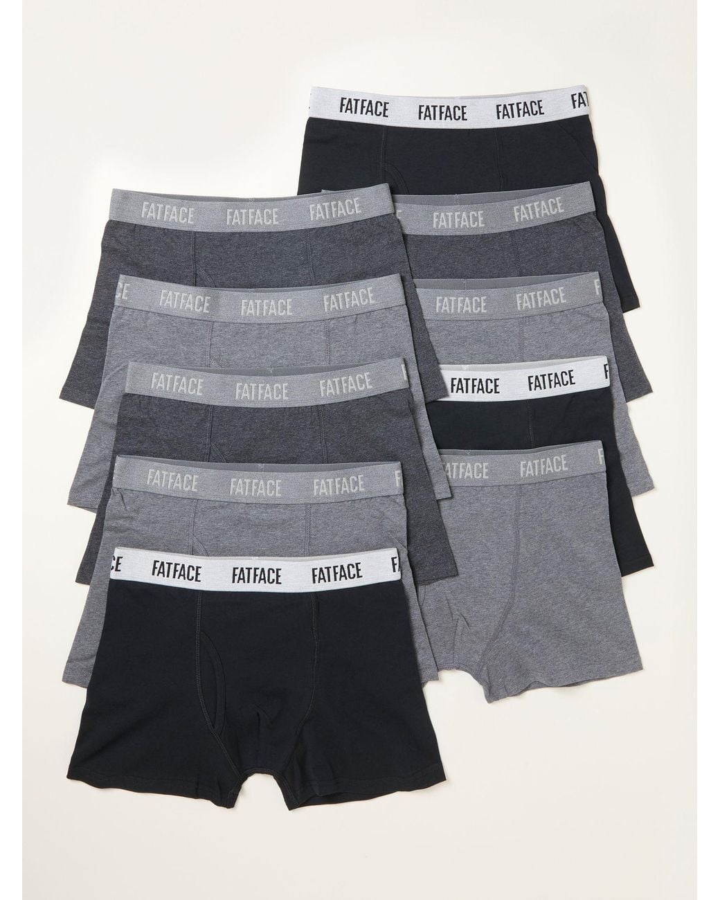 FatFace Gray Fatface 10 Pack/ Plain Boxers for men