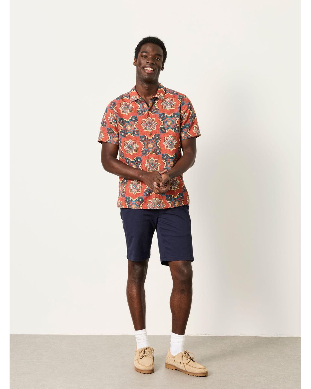 FatFace Red Short Sleeve Tile Print Shirt for men