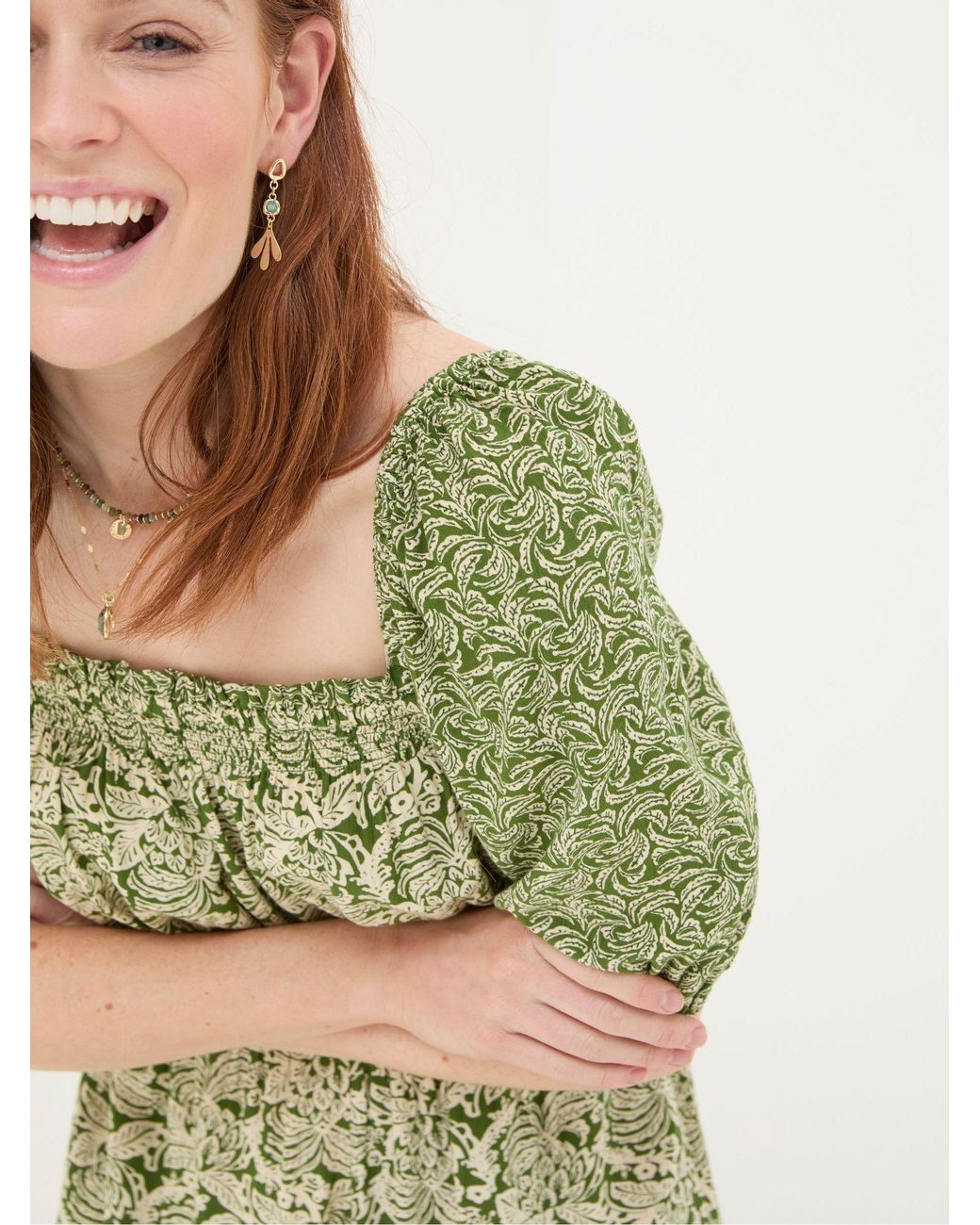 FatFace Green Eva Damask Floral Jumpsuit