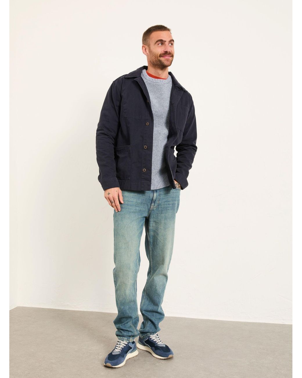 FatFace Blue Canvas Worker Jacket for men