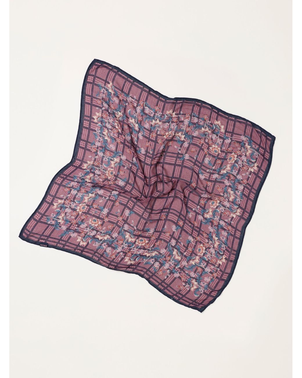 FatFace Pink Fatface Check Floral Printed Square Scarf