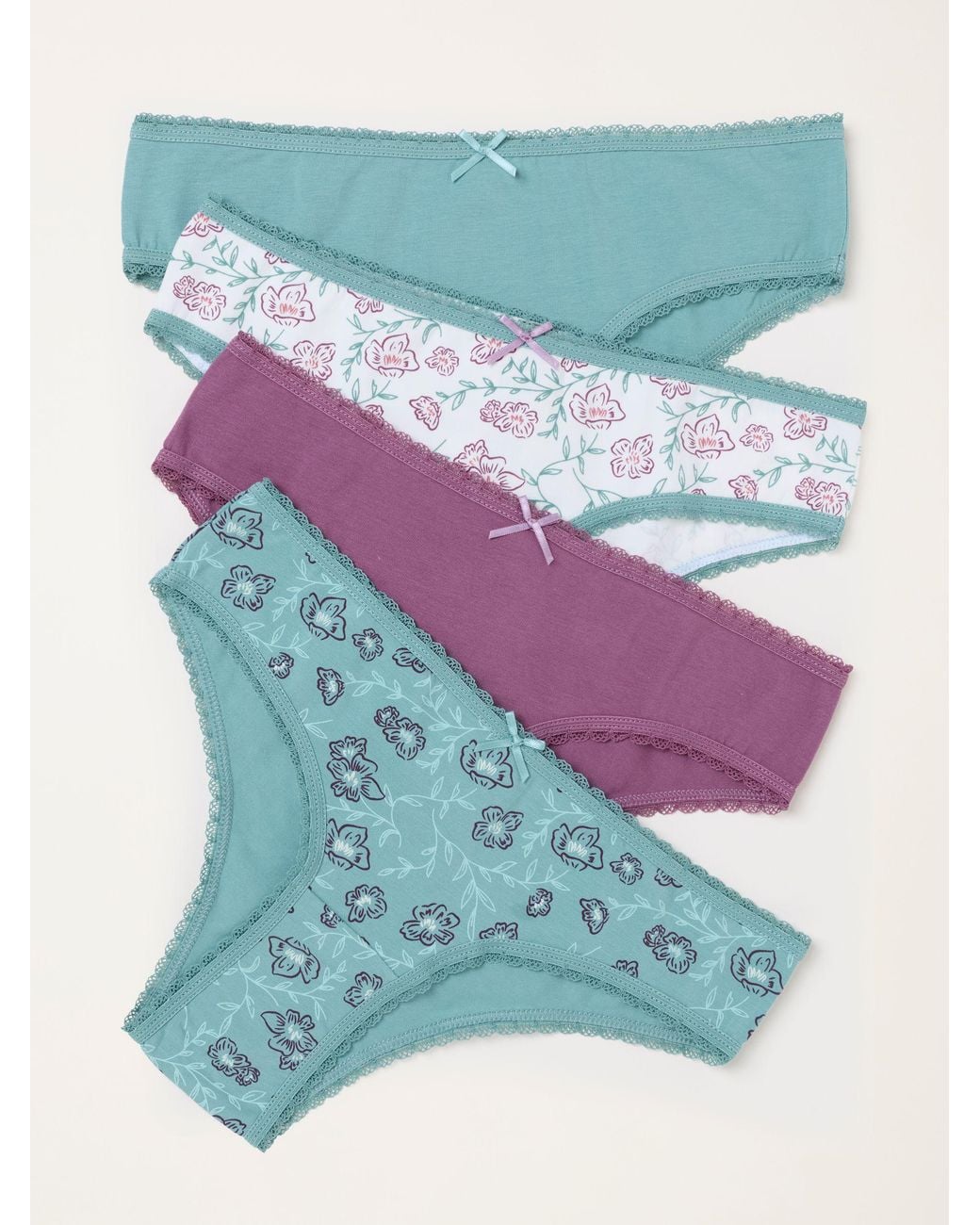 FatFace Blue Fatface 4 Pack/Multi Floral Brazillian Knickers