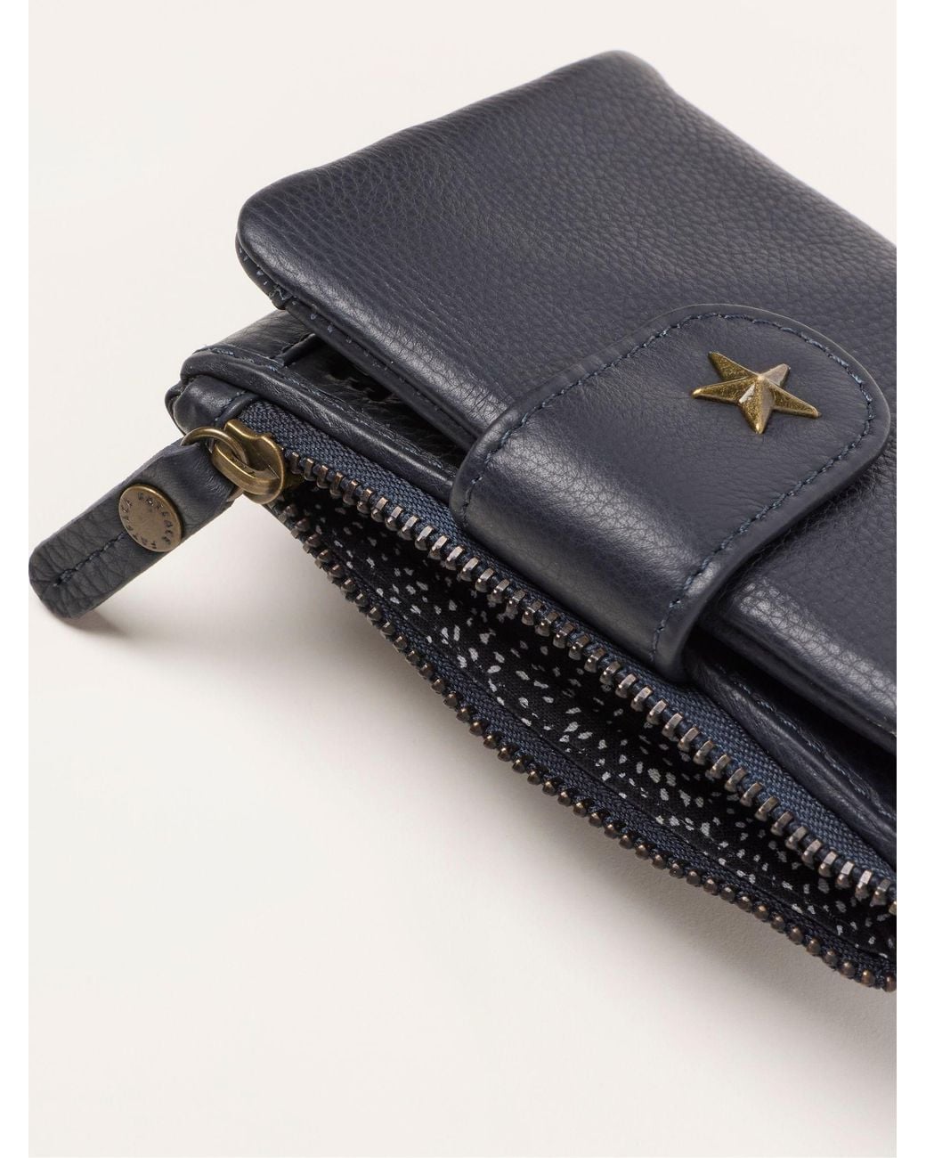 FatFace Blue Star Detail Leather Purse