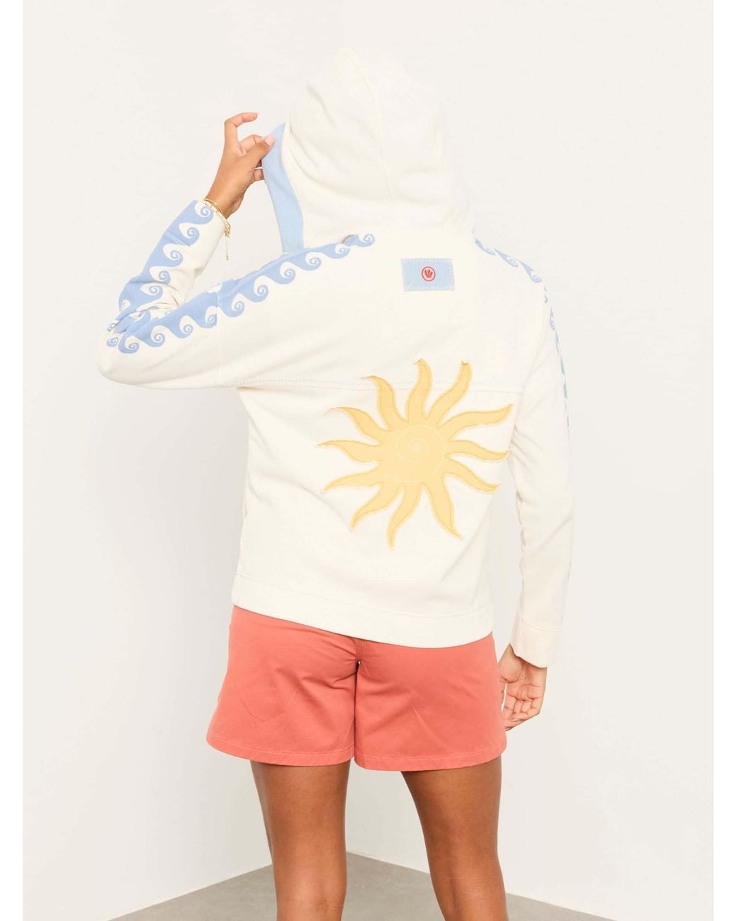 FatFace White Sun Graphic Zip Through Hoodie