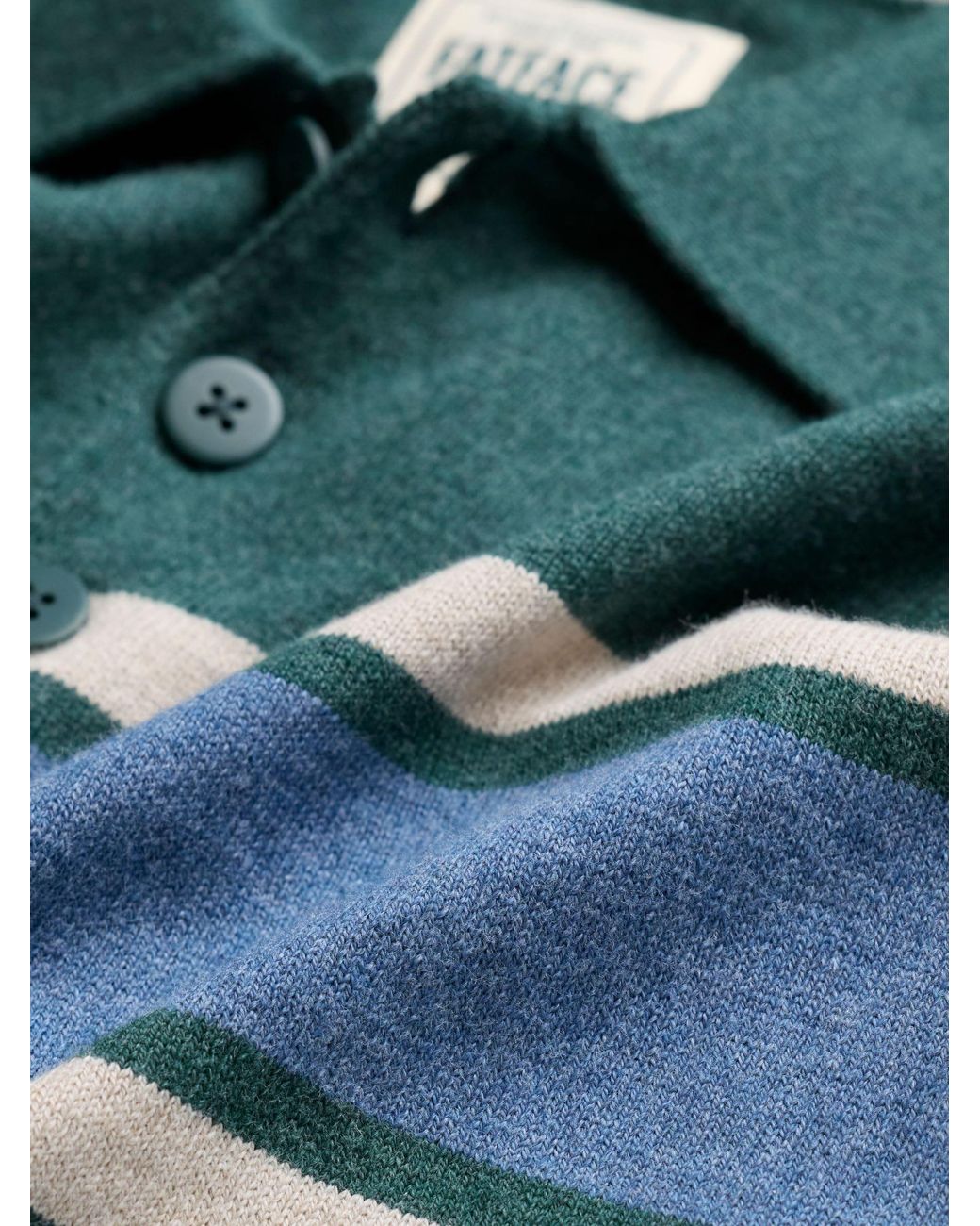 FatFace Green Fatface Rye Chest Stripe Knitted Polo for men