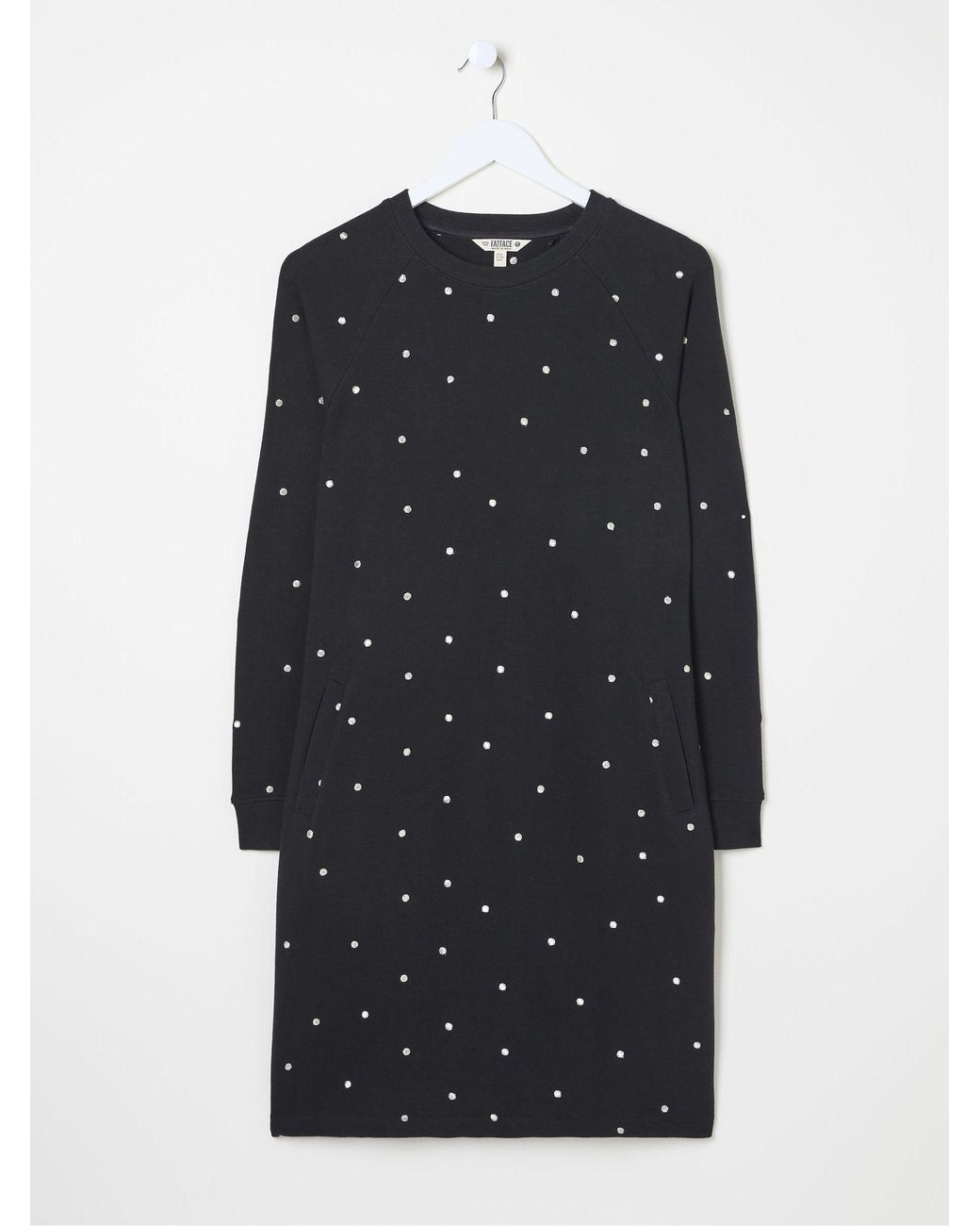 FatFace Black Georgia Embroidered Sweat Dress