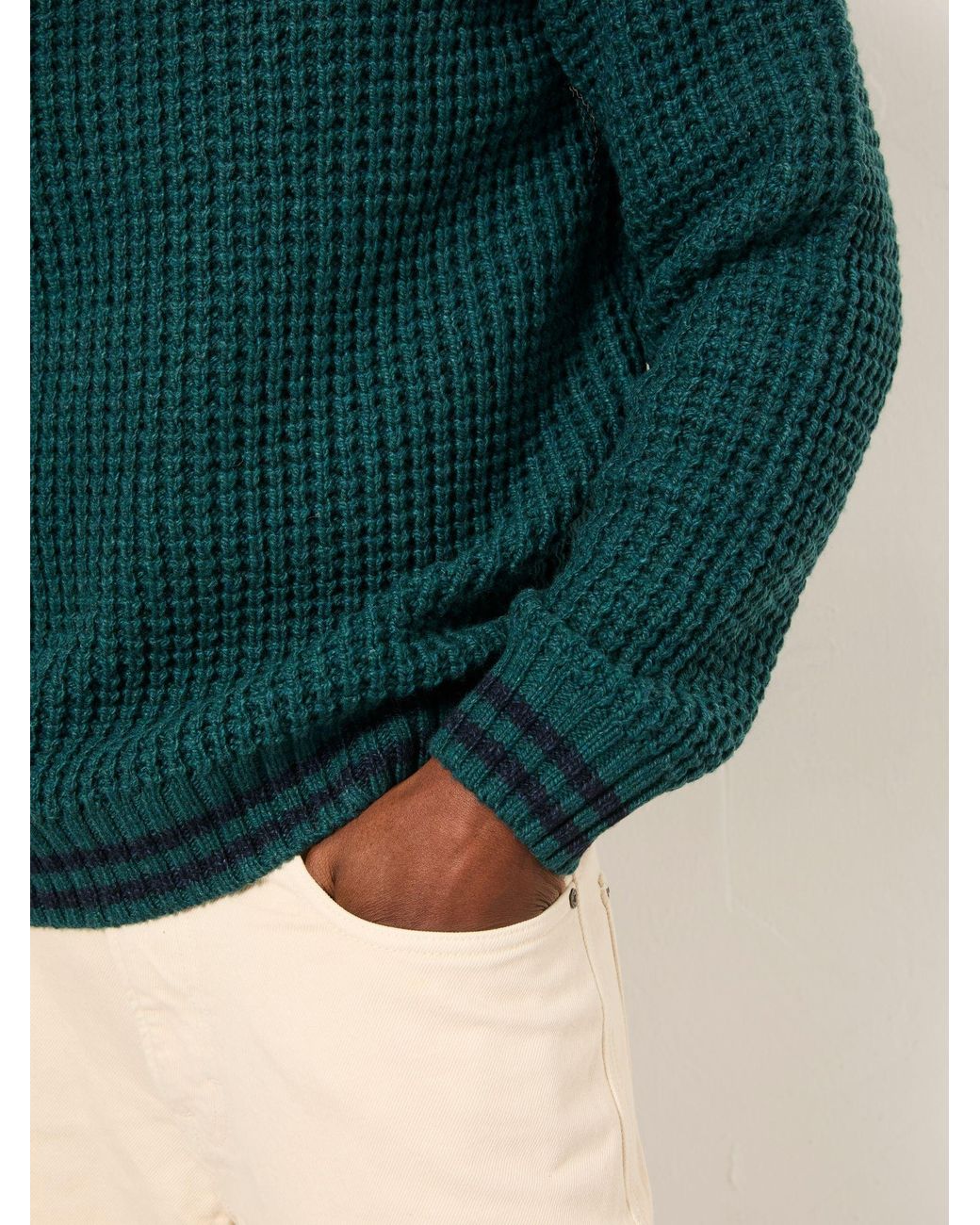 FatFace Green Tipped Crew Neck Knitted Jumper for men