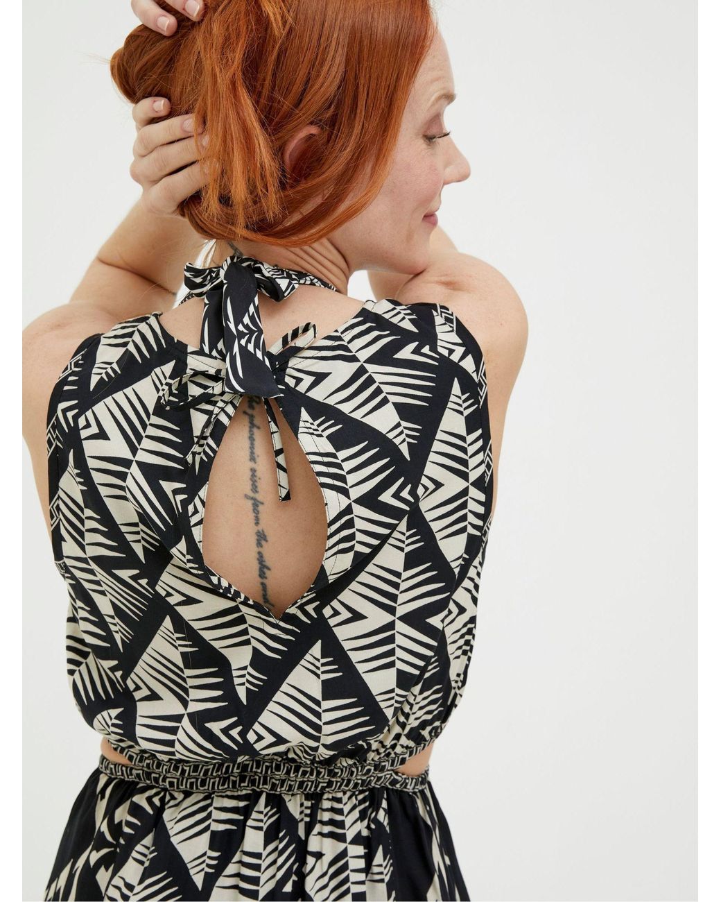 FatFace White Fatface Harrie Geo Cut Out Midi Beach Dress