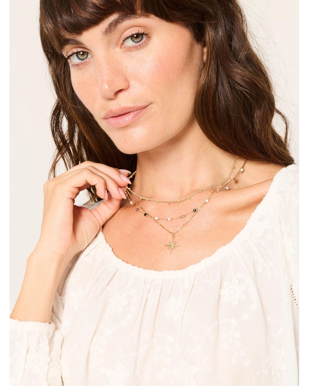 FatFace Natural Layered Star Necklace
